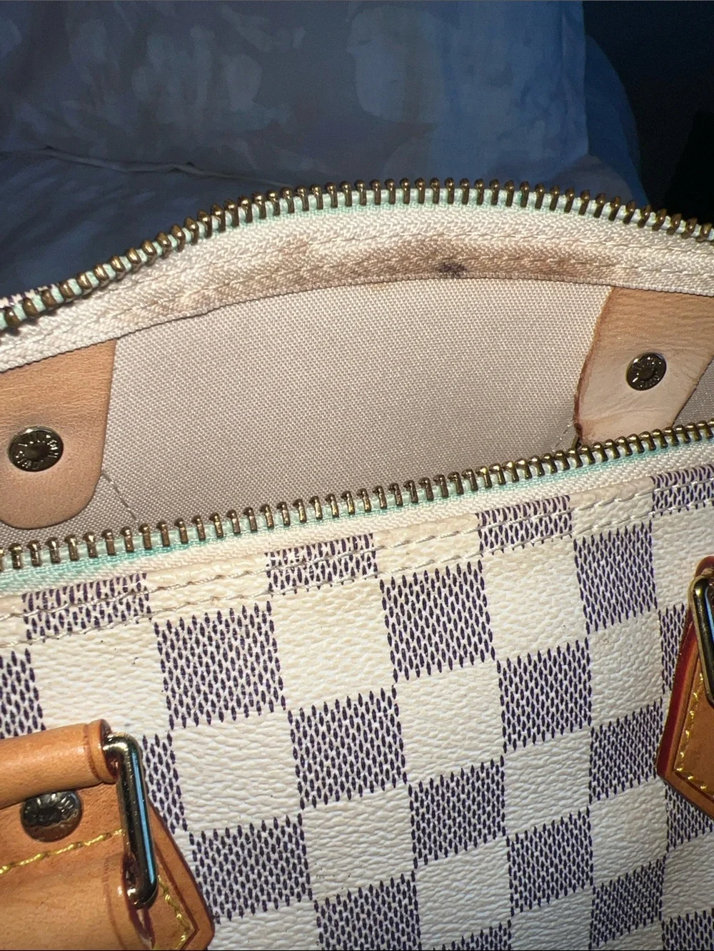 Checkered handbag - White/Blue Check